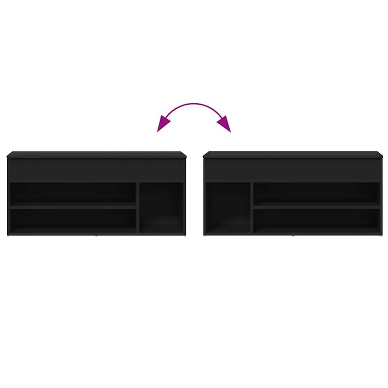 Casa si Gradina - Mobilier - Organizare si depozitare - Organizator incaltaminte - Banca de pantofi neagra 102x30,5x45 cm Lemn prelucrat - Infinity.ro