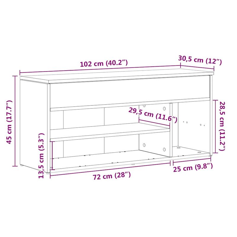 Casa si Gradina - Mobilier - Organizare si depozitare - Organizator incaltaminte - Banca de pantofi neagra 102x30,5x45 cm Lemn prelucrat - Infinity.ro