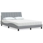 Casa si Gradina - Mobilier - Paturi si accesorii - Paturi - Pat cu saltea, gri deschis, 140x200 cm, material textil - Infinity.ro