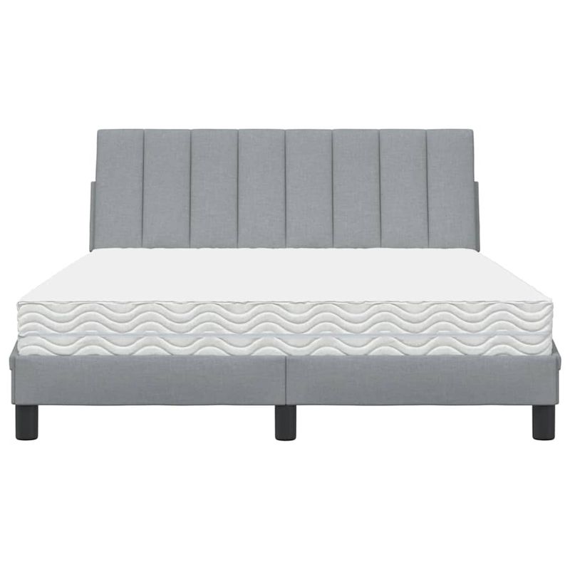 Casa si Gradina - Mobilier - Paturi si accesorii - Paturi - Pat cu saltea, gri deschis, 140x200 cm, material textil - Infinity.ro