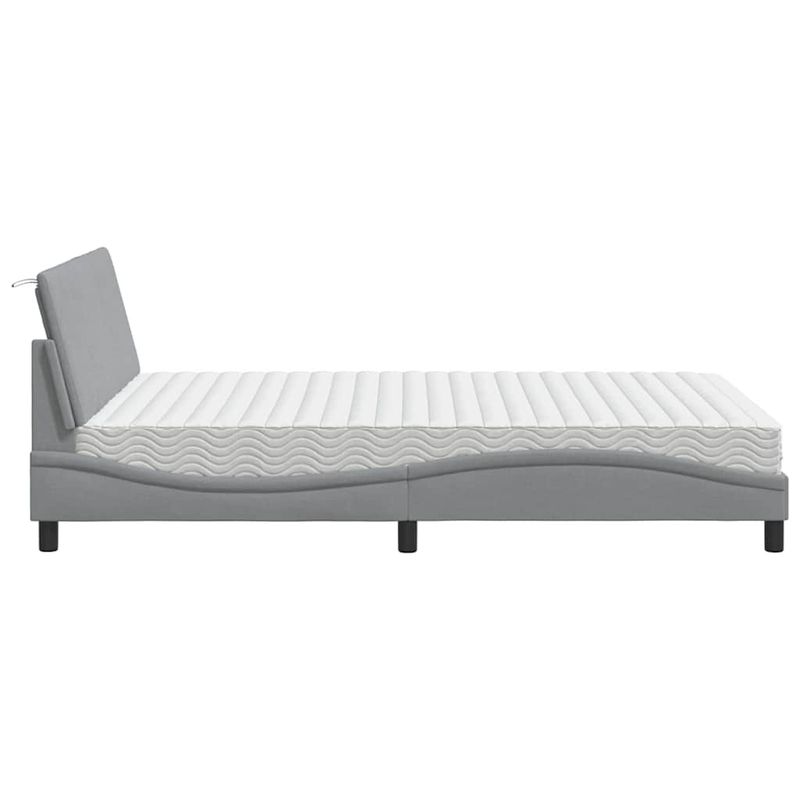 Casa si Gradina - Mobilier - Paturi si accesorii - Paturi - Pat cu saltea, gri deschis, 140x200 cm, material textil - Infinity.ro