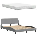Casa si Gradina - Mobilier - Paturi si accesorii - Paturi - Pat cu saltea, gri deschis, 140x200 cm, material textil - Infinity.ro