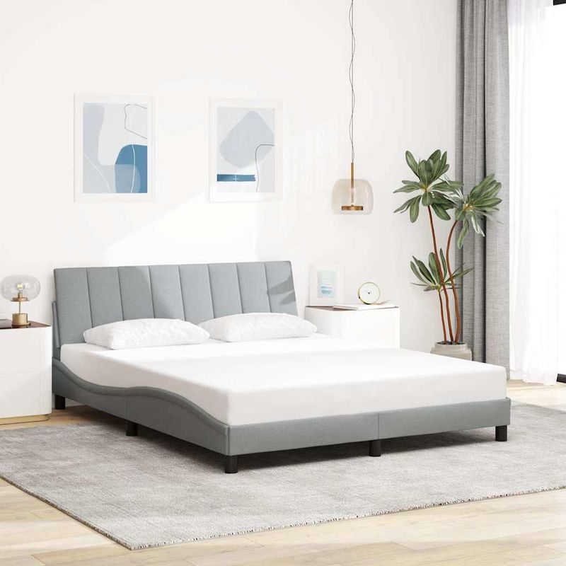 Casa si Gradina - Mobilier - Paturi si accesorii - Paturi - Cadru de pat fara saltea, gri deschis, 160x200 cm, textil - Infinity.ro