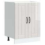 Casa si Gradina - Mobilier - Comode si corpuri - Corpuri bucatarie - Dulap de baza pentru chiuveta „Lucca” Lemn prelucrat alb lucios, alb foarte lucios, mărime 60x46x81.5 cm, model 1x dulap inferior (2 uși) - Infinity.ro