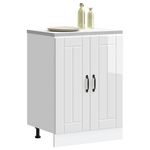 Casa si Gradina - Mobilier - Comode si corpuri - Corpuri bucatarie - Dulap de baza pentru chiuveta „Lucca” Lemn prelucrat alb lucios, alb foarte lucios, mărime 60x46x81.5 cm, model 1x dulap inferior (2 uși) - Infinity.ro