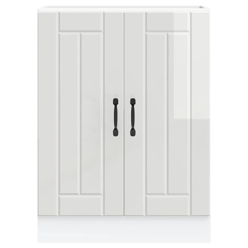 Casa si Gradina - Mobilier - Comode si corpuri - Corpuri bucatarie - Dulap de baza pentru chiuveta „Lucca” Lemn prelucrat alb lucios, alb foarte lucios, mărime 60x46x81.5 cm, model 1x dulap inferior (2 uși) - Infinity.ro