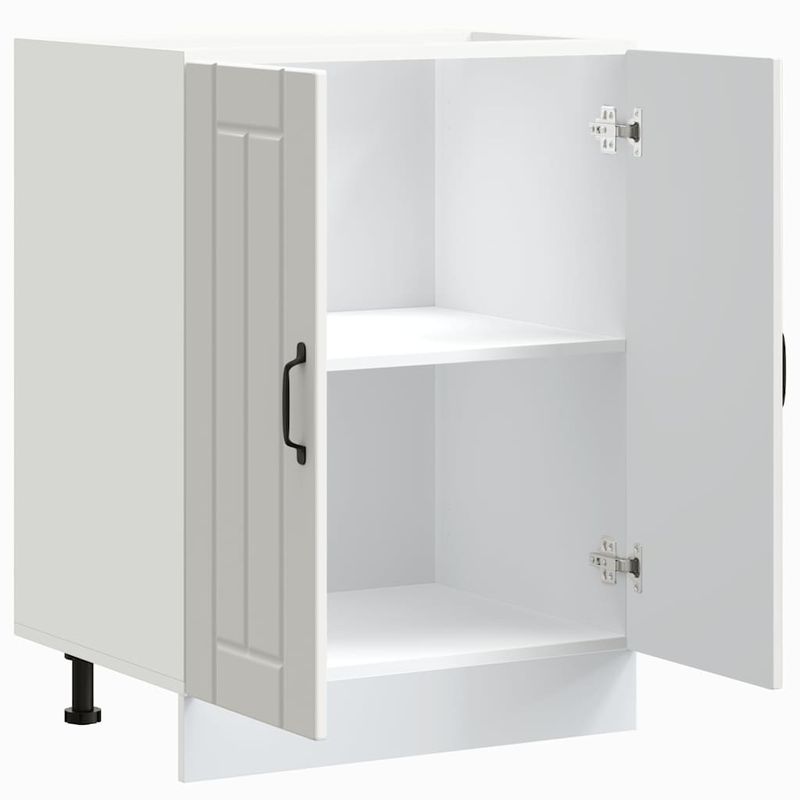Casa si Gradina - Mobilier - Comode si corpuri - Corpuri bucatarie - Dulap de baza pentru chiuveta „Lucca” Lemn prelucrat alb lucios, alb foarte lucios, mărime 60x46x81.5 cm, model 1x dulap inferior (2 uși) - Infinity.ro