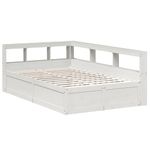 Casa si Gradina - Mobilier - Paturi si accesorii - Paturi - Pat cu biblioteca fara saltea, alb, 140x190 cm, lemn masiv pin - Infinity.ro