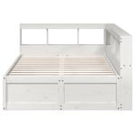 Casa si Gradina - Mobilier - Paturi si accesorii - Paturi - Pat cu biblioteca fara saltea, alb, 140x190 cm, lemn masiv pin - Infinity.ro