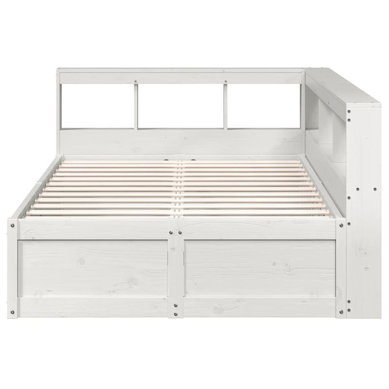 Casa si Gradina - Mobilier - Paturi si accesorii - Paturi - Pat cu biblioteca fara saltea, alb, 140x190 cm, lemn masiv pin - Infinity.ro