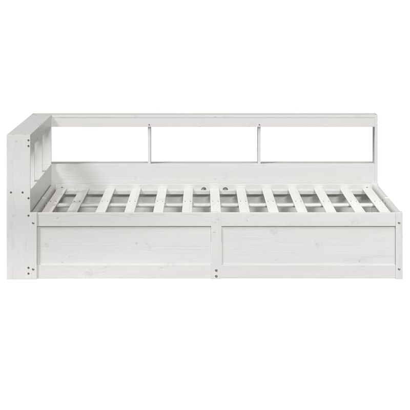 Casa si Gradina - Mobilier - Paturi si accesorii - Paturi - Pat cu biblioteca fara saltea, alb, 140x190 cm, lemn masiv pin - Infinity.ro