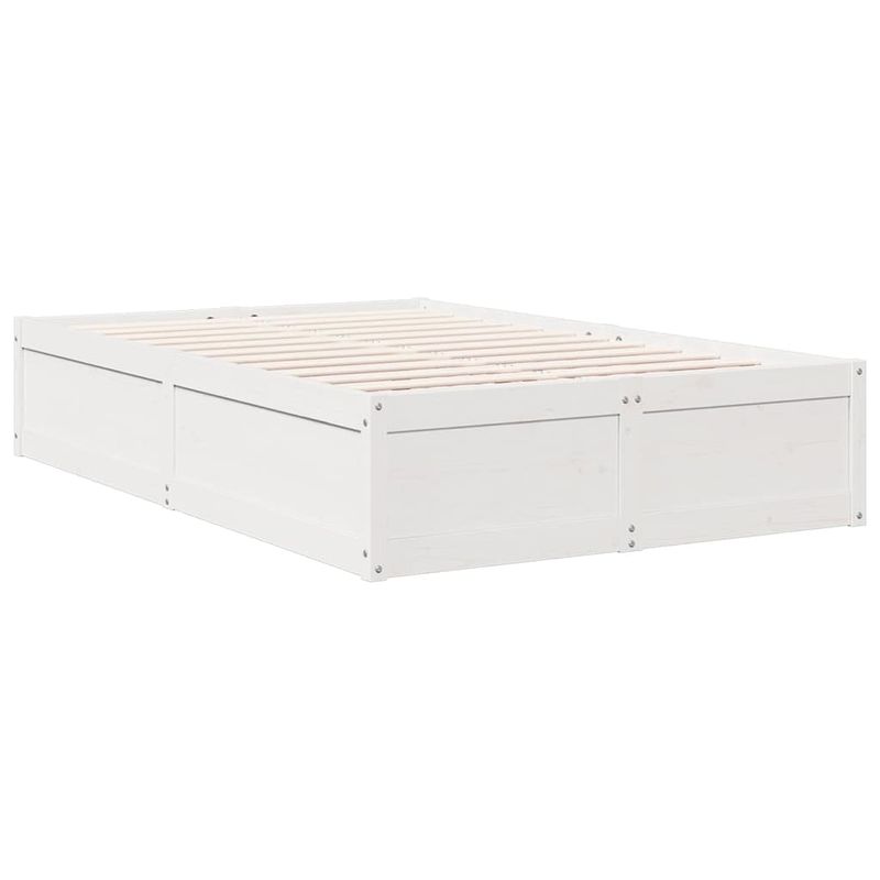 Casa si Gradina - Mobilier - Paturi si accesorii - Paturi - Pat cu biblioteca fara saltea, alb, 140x190 cm, lemn masiv pin - Infinity.ro