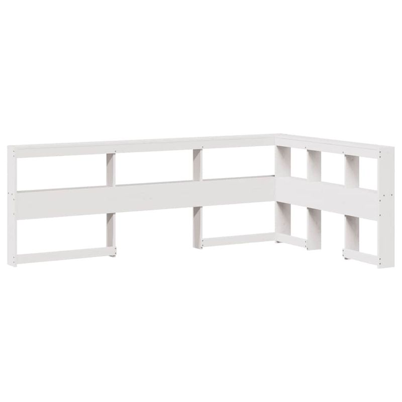Casa si Gradina - Mobilier - Paturi si accesorii - Paturi - Pat cu biblioteca fara saltea, alb, 140x190 cm, lemn masiv pin - Infinity.ro