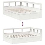 Casa si Gradina - Mobilier - Paturi si accesorii - Paturi - Pat cu biblioteca fara saltea, alb, 140x190 cm, lemn masiv pin - Infinity.ro