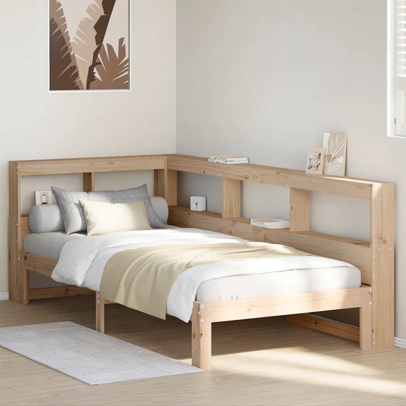Casa si Gradina - Mobilier - Paturi si accesorii - Paturi - Pat cu biblioteca fara saltea, 75x190 cm, lemn masiv de pin - Infinity.ro