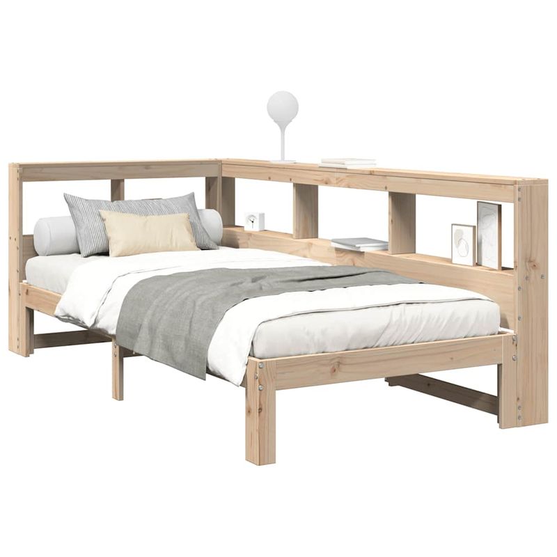 Casa si Gradina - Mobilier - Paturi si accesorii - Paturi - Pat cu biblioteca fara saltea, 75x190 cm, lemn masiv de pin - Infinity.ro