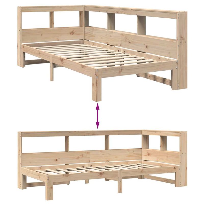 Casa si Gradina - Mobilier - Paturi si accesorii - Paturi - Pat cu biblioteca fara saltea, 75x190 cm, lemn masiv de pin - Infinity.ro