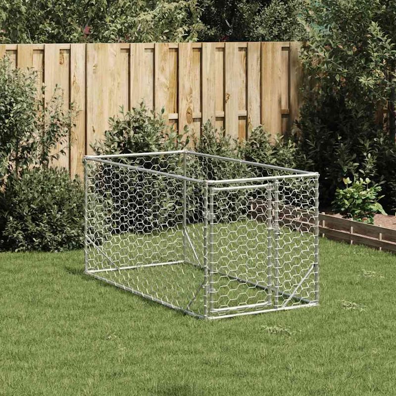 Petshop - Accesorii petshop - Culcusuri si custi - Custi interior si exterior - Canisa de exterior pentru caini cu usa 2x1x1 m otel galvanizat - Infinity.ro