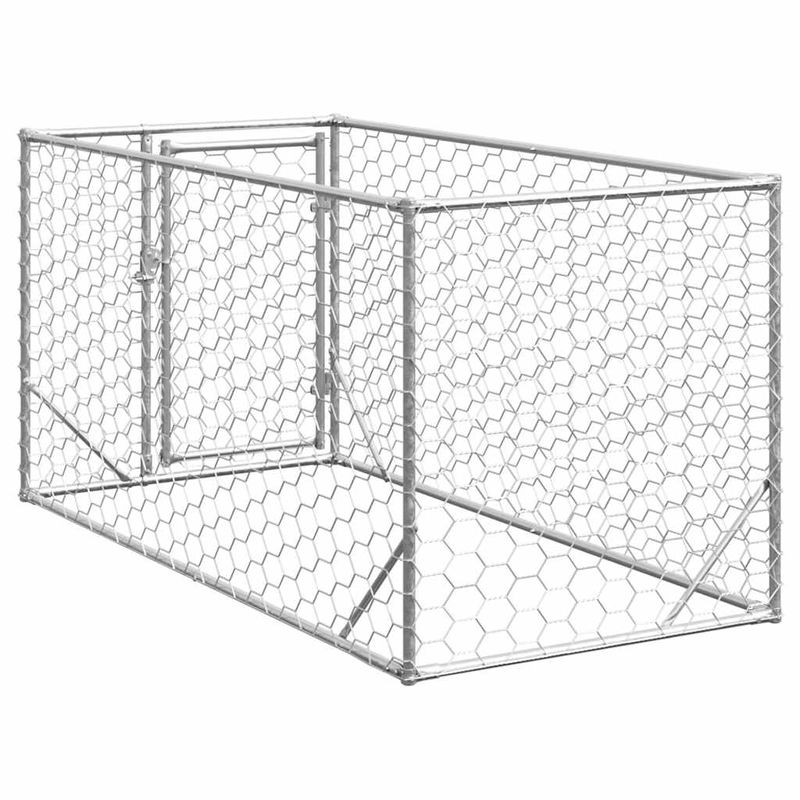 Petshop - Accesorii petshop - Culcusuri si custi - Custi interior si exterior - Canisa de exterior pentru caini cu usa 2x1x1 m otel galvanizat - Infinity.ro
