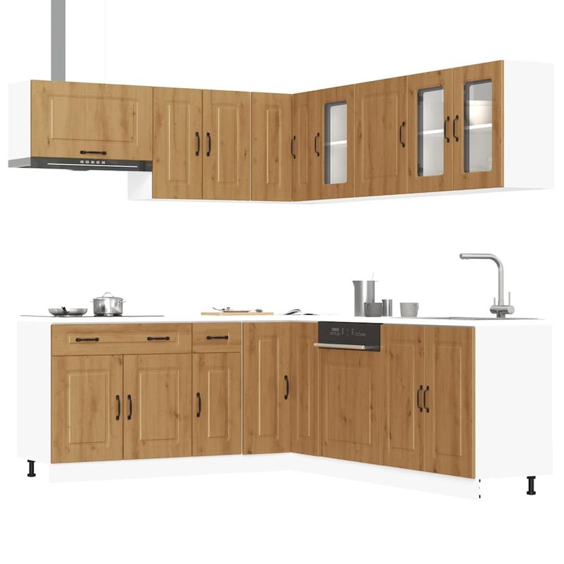 Casa si Gradina - Mobilier - Comode si corpuri - Corpuri bucatarie - Set dulap de bucatarie 11 piese „Kalmar” stejar artizanal lemn - Infinity.ro