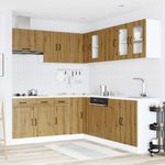 Casa si Gradina - Mobilier - Comode si corpuri - Corpuri bucatarie - Set dulap de bucatarie 11 piese „Kalmar” stejar artizanal lemn - Infinity.ro