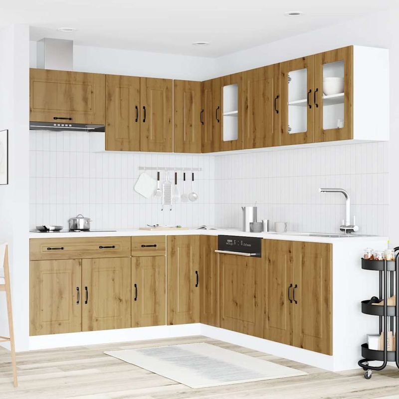 Casa si Gradina - Mobilier - Comode si corpuri - Corpuri bucatarie - Set dulap de bucatarie 11 piese „Kalmar” stejar artizanal lemn - Infinity.ro