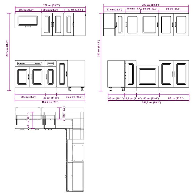 Casa si Gradina - Mobilier - Comode si corpuri - Corpuri bucatarie - Set dulap de bucatarie 11 piese „Kalmar” stejar artizanal lemn - Infinity.ro
