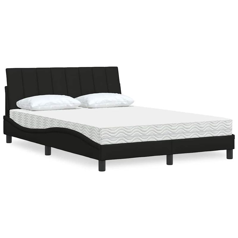 Casa si Gradina - Mobilier - Paturi si accesorii - Paturi - Pat cu saltea, negru, 120x200 cm, textil - Infinity.ro
