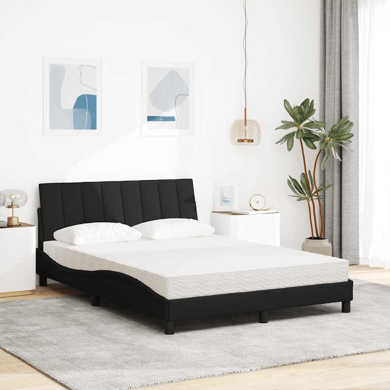Casa si Gradina - Mobilier - Paturi si accesorii - Paturi - Pat cu saltea, negru, 120x200 cm, textil - Infinity.ro