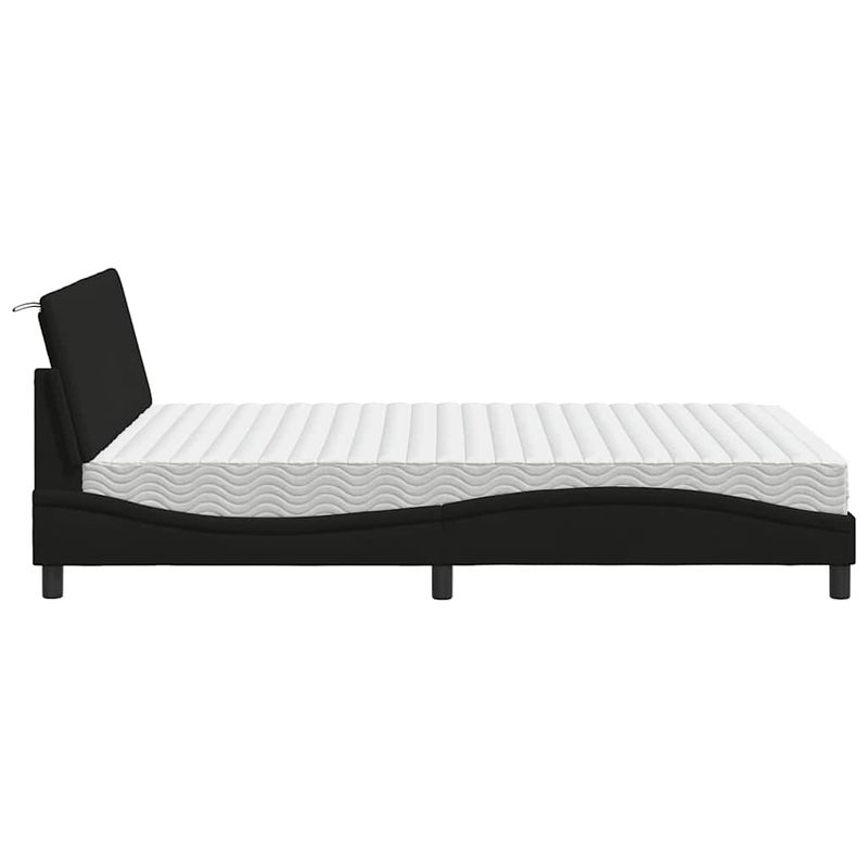 Casa si Gradina - Mobilier - Paturi si accesorii - Paturi - Pat cu saltea, negru, 120x200 cm, textil - Infinity.ro