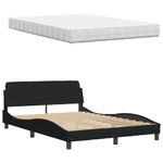 Casa si Gradina - Mobilier - Paturi si accesorii - Paturi - Pat cu saltea, negru, 120x200 cm, textil - Infinity.ro