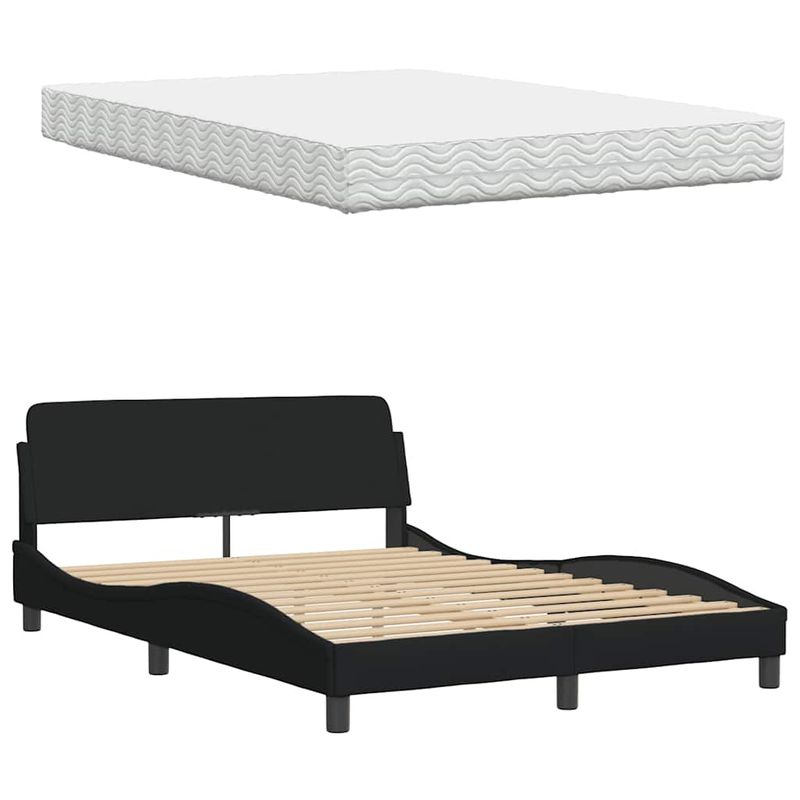 Casa si Gradina - Mobilier - Paturi si accesorii - Paturi - Pat cu saltea, negru, 120x200 cm, textil - Infinity.ro