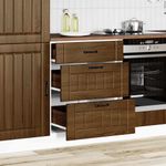 Casa si Gradina - Mobilier - Comode si corpuri - Corpuri bucatarie - Dulap de baza de bucatarie „Lucca” din lemn de stejar maro, mărime 60x46x81.5 cm, model 1x dulap inferior (3 sertare) - Infinity.ro