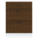 Casa si Gradina - Mobilier - Comode si corpuri - Corpuri bucatarie - Dulap de baza de bucatarie „Lucca” din lemn de stejar maro, mărime 60x46x81.5 cm, model 1x dulap inferior (3 sertare) - Infinity.ro