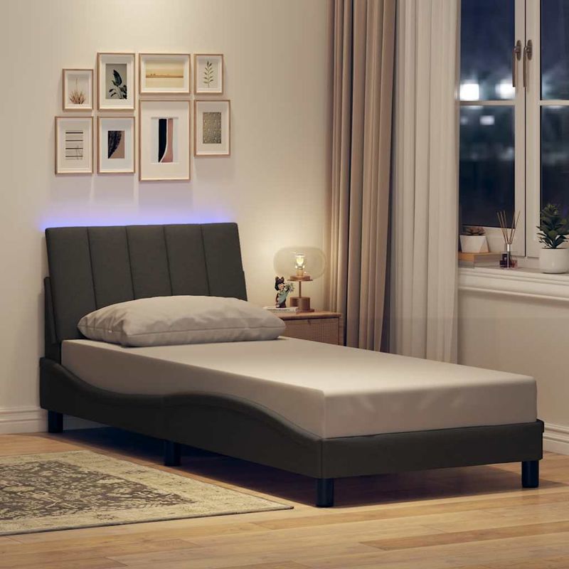 Casa si Gradina - Mobilier - Paturi si accesorii - Paturi - Cadru de pat fara saltea, gri inchis, 90x200 cm, textil - Infinity.ro