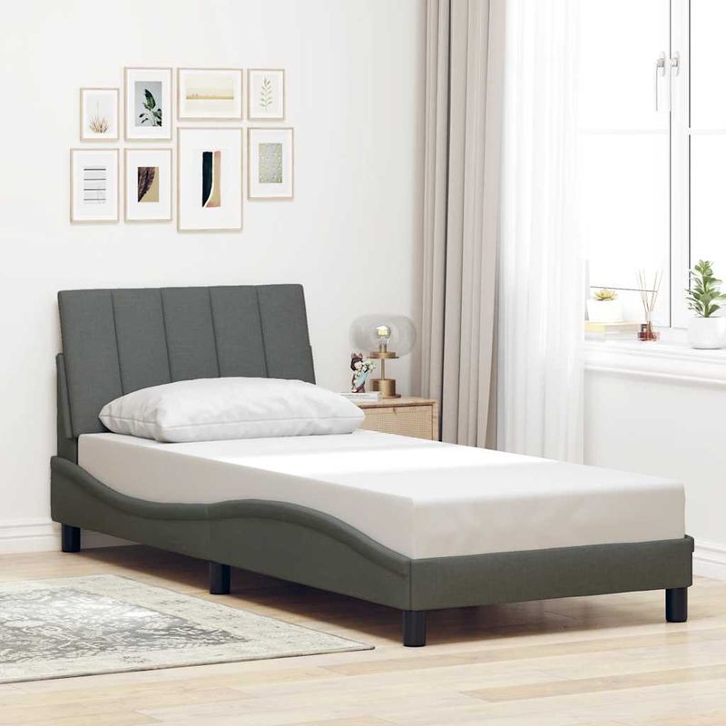 Casa si Gradina - Mobilier - Paturi si accesorii - Paturi - Cadru de pat fara saltea, gri inchis, 90x200 cm, textil - Infinity.ro