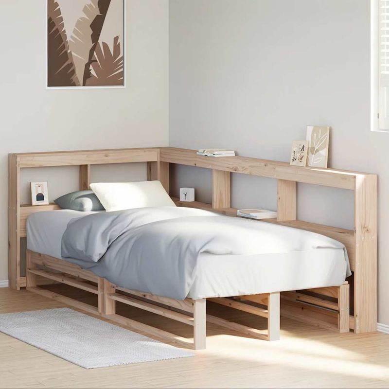 Casa si Gradina - Mobilier - Paturi si accesorii - Paturi - Pat cu biblioteca fara saltea, 90x190 cm, lemn masiv de pin - Infinity.ro