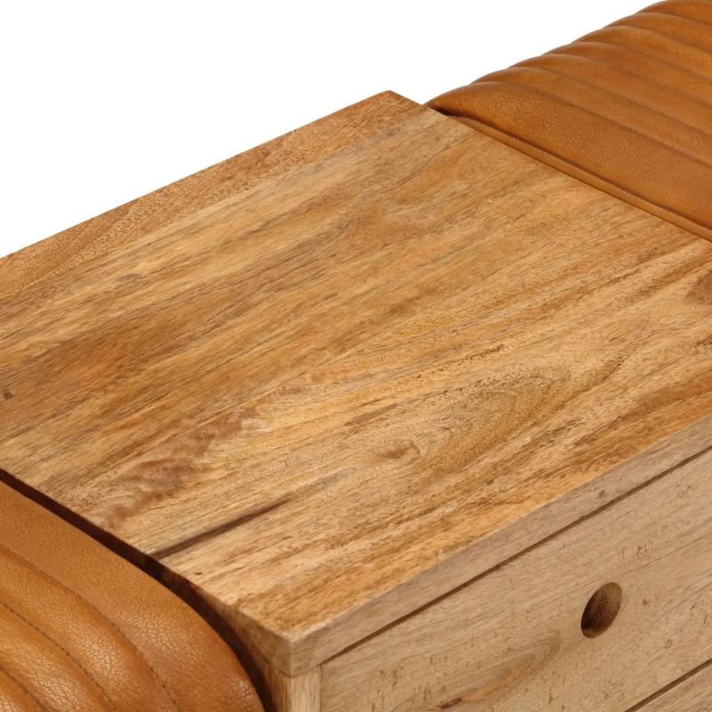 Casa si Gradina - Mobilier - Canapele si coltare - Banchete - Banca Bok maro, 107 cm, piele naturala capra / lemn masiv mango - Infinity.ro