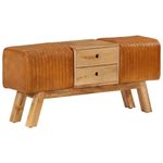 Casa si Gradina - Mobilier - Canapele si coltare - Banchete - Banca Bok maro, 107 cm, piele naturala capra / lemn masiv mango - Infinity.ro