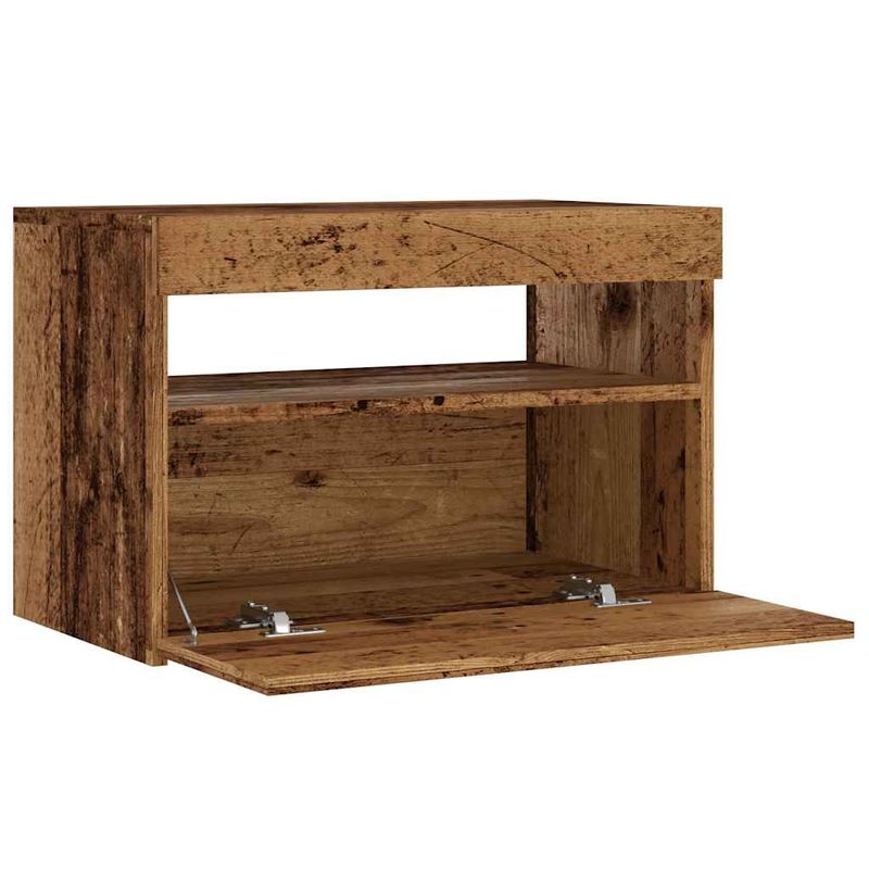 Casa si Gradina - Mobilier - Comode si corpuri - Comode - Dulap TV cu lumini LED lemn vechi 60x35x40 cm lemn prelucrat - Infinity.ro