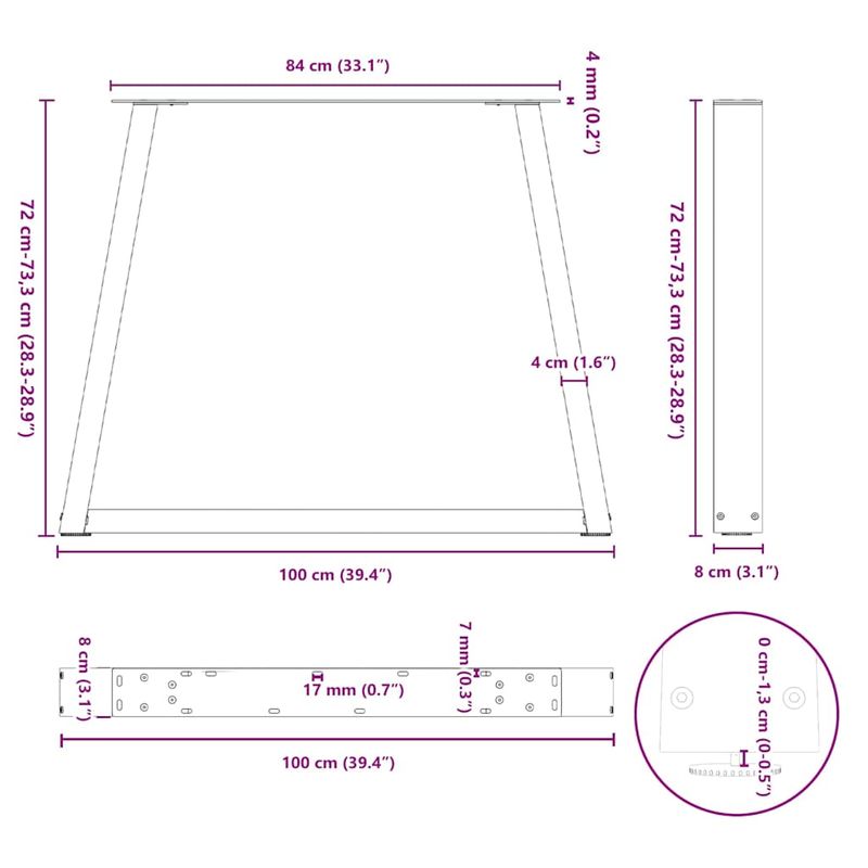 Casa si Gradina - Mobilier - Feronerie si accesorii mobila - Picioare pentru masa in forma de V 2 buc Negru Otel - Infinity.ro