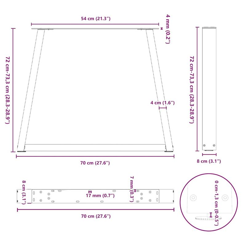 Casa si Gradina - Mobilier - Feronerie si accesorii mobila - Picioare pentru masa in forma de V 2 buc Negru Otel - Infinity.ro