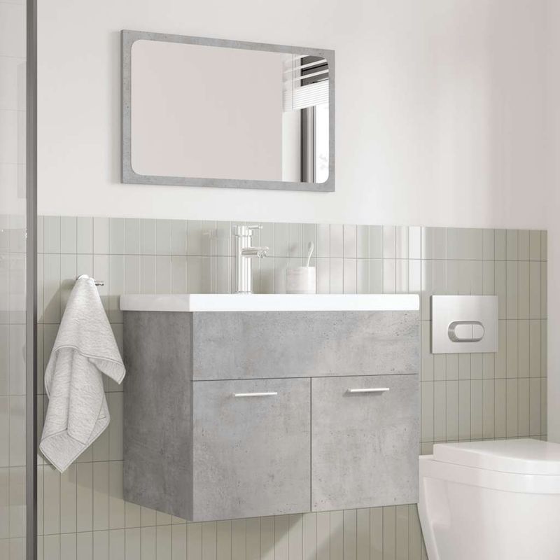 Casa si Gradina - Mobilier - Seturi de mobilier - Seturi baie - Set mobilier de baie, 3 piese, gri beton, lemn compozit - Infinity.ro