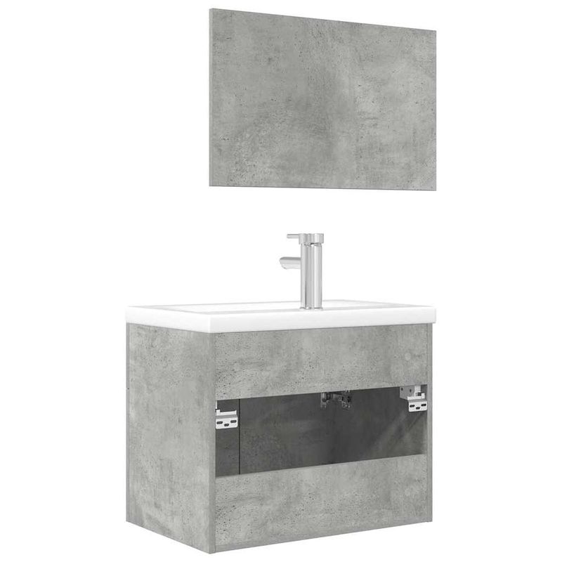 Casa si Gradina - Mobilier - Seturi de mobilier - Seturi baie - Set mobilier de baie, 3 piese, gri beton, lemn compozit - Infinity.ro