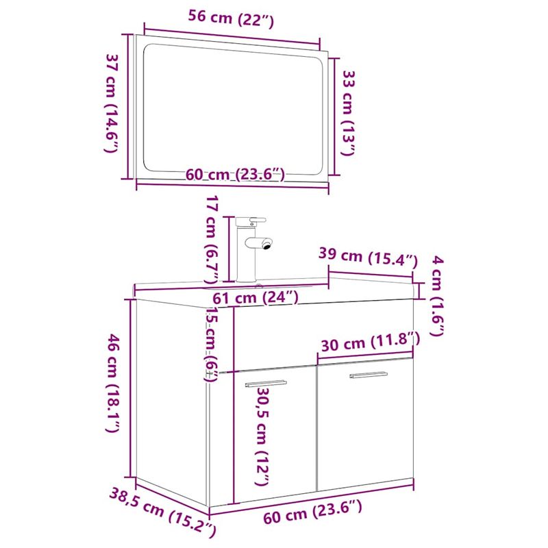 Casa si Gradina - Mobilier - Seturi de mobilier - Seturi baie - Set mobilier de baie, 3 piese, gri beton, lemn compozit - Infinity.ro