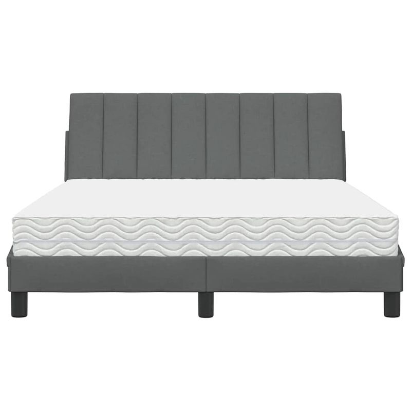 Casa si Gradina - Mobilier - Paturi si accesorii - Paturi - Pat cu saltea, gri inchis, 120x200 cm, textil - Infinity.ro