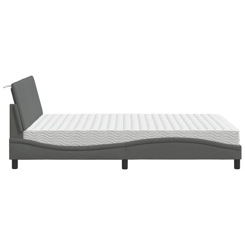 Casa si Gradina - Mobilier - Paturi si accesorii - Paturi - Pat cu saltea, gri inchis, 120x200 cm, textil - Infinity.ro