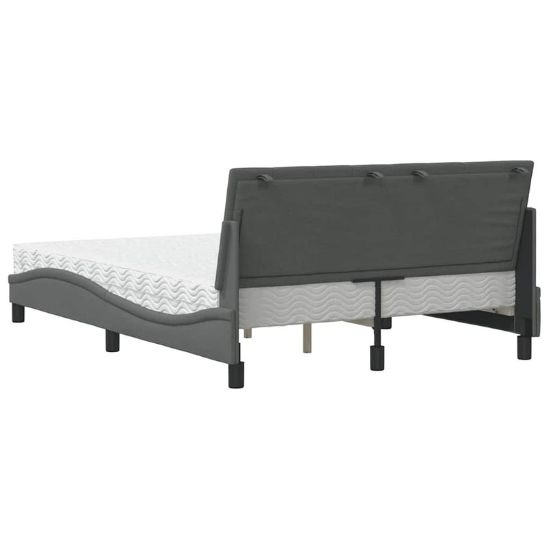 Casa si Gradina - Mobilier - Paturi si accesorii - Paturi - Pat cu saltea, gri inchis, 120x200 cm, textil - Infinity.ro
