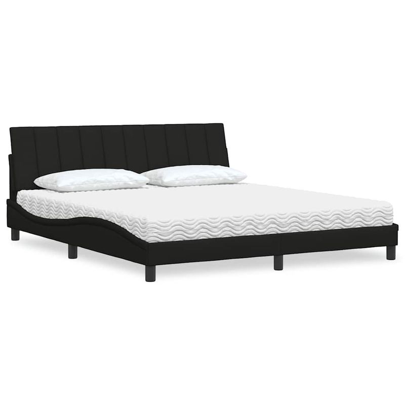 Casa si Gradina - Mobilier - Paturi si accesorii - Paturi - Pat cu saltea, negru, 180x200 cm, catifea - Infinity.ro