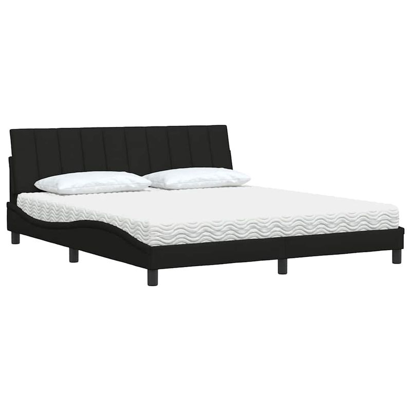 Casa si Gradina - Mobilier - Paturi si accesorii - Paturi - Pat cu saltea, negru, 180x200 cm, catifea - Infinity.ro